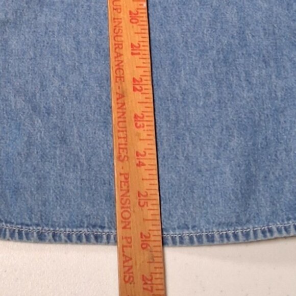 Vintage Basic Editions Holiday Christmas Shirt M Denim Chambray Jean Ornaments - Picture 11 of 16